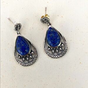 Sterling Silver and Blue Teardrop Earrings